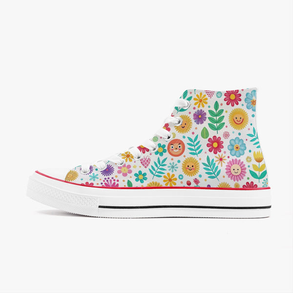 Floral Joy High-Top Canvas Sneakers – Unisex